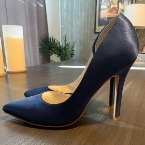 Elegant Park Heel D'Orsay Satin Dress Pumps